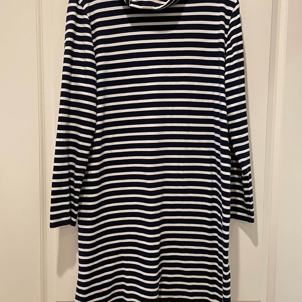 KULE Navy and White Striped Long Sleeve Dress
